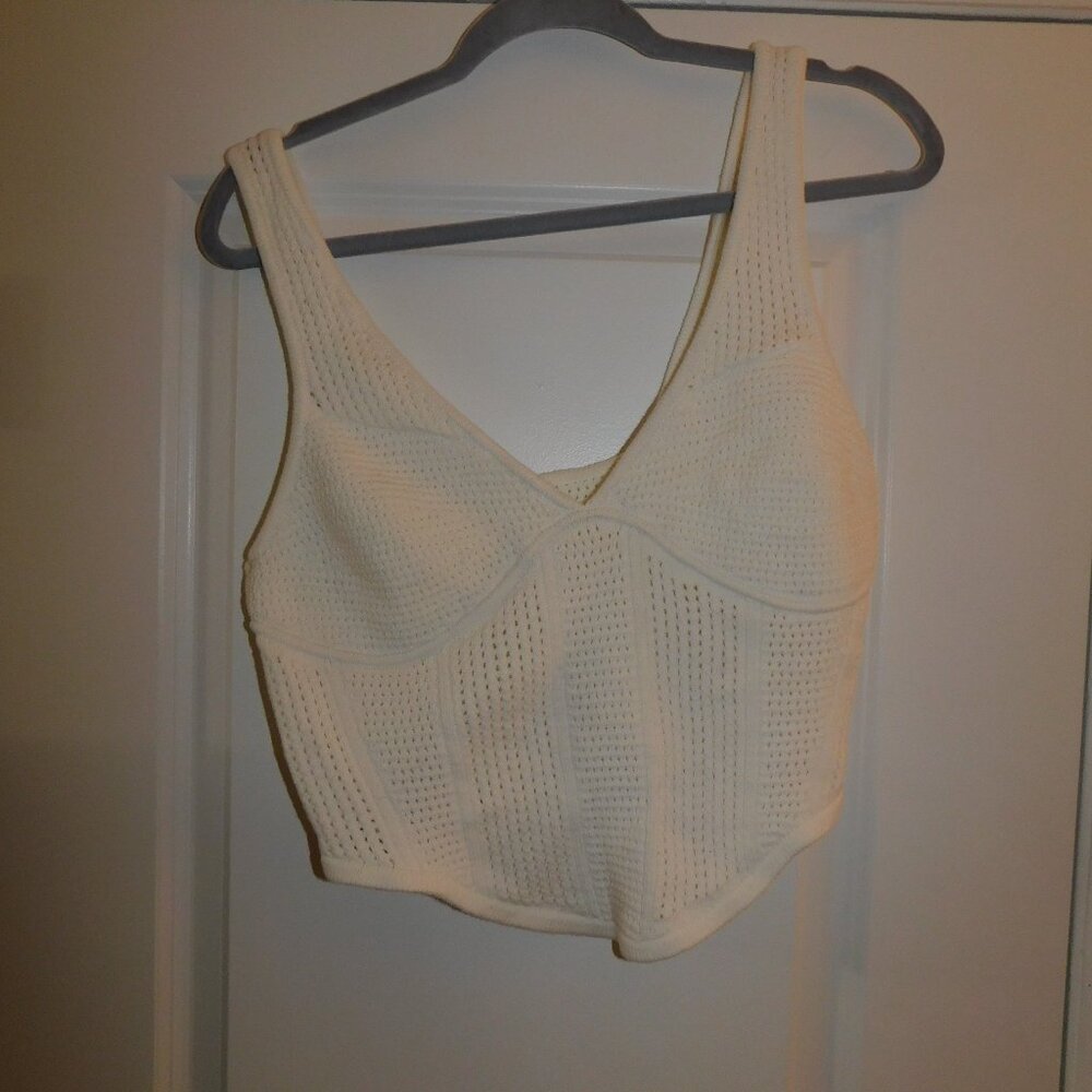 Open-Knit Chase The Sun Corset Tank - ALO Yoga - Ivory - Large